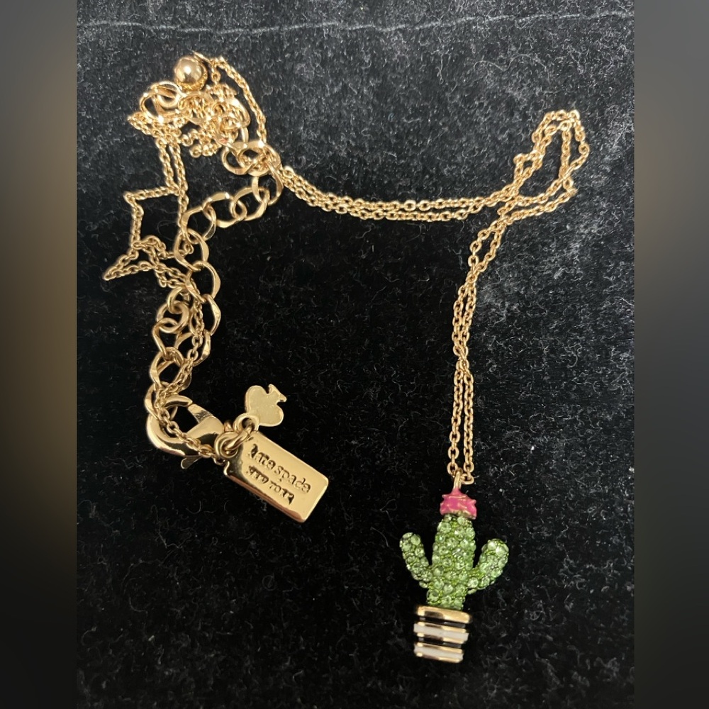 kate spade Gold and Green Cactus Necklace